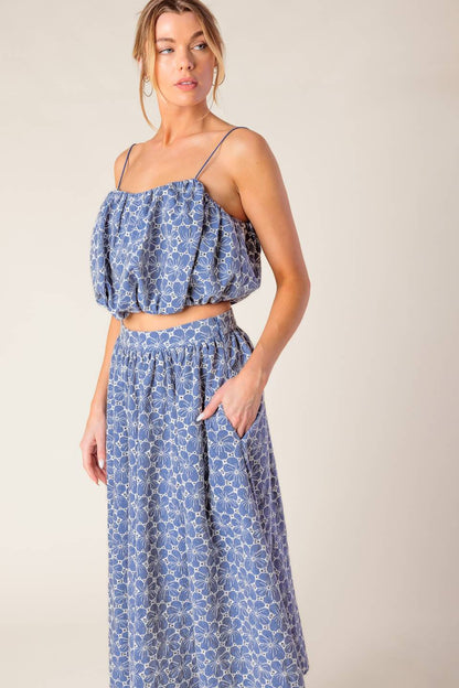 THE BEAUTY OF NOW TOP & SKIRT SET CHAMBRAY