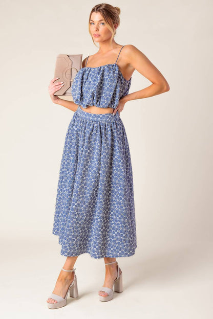 THE BEAUTY OF NOW TOP & SKIRT SET CHAMBRAY