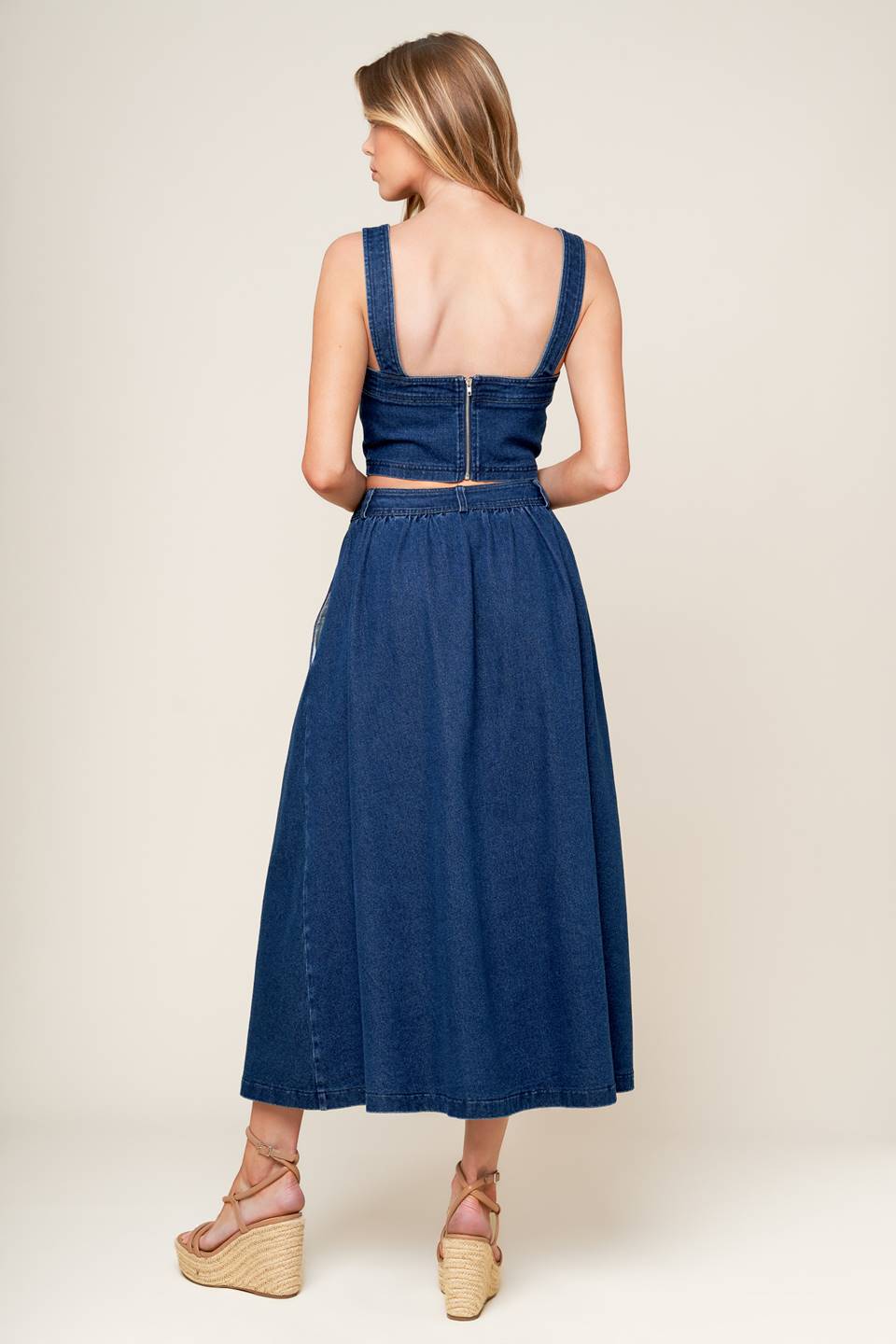 SIMPLY THE VIBE DENIM CROP TOP & SKIRT SET