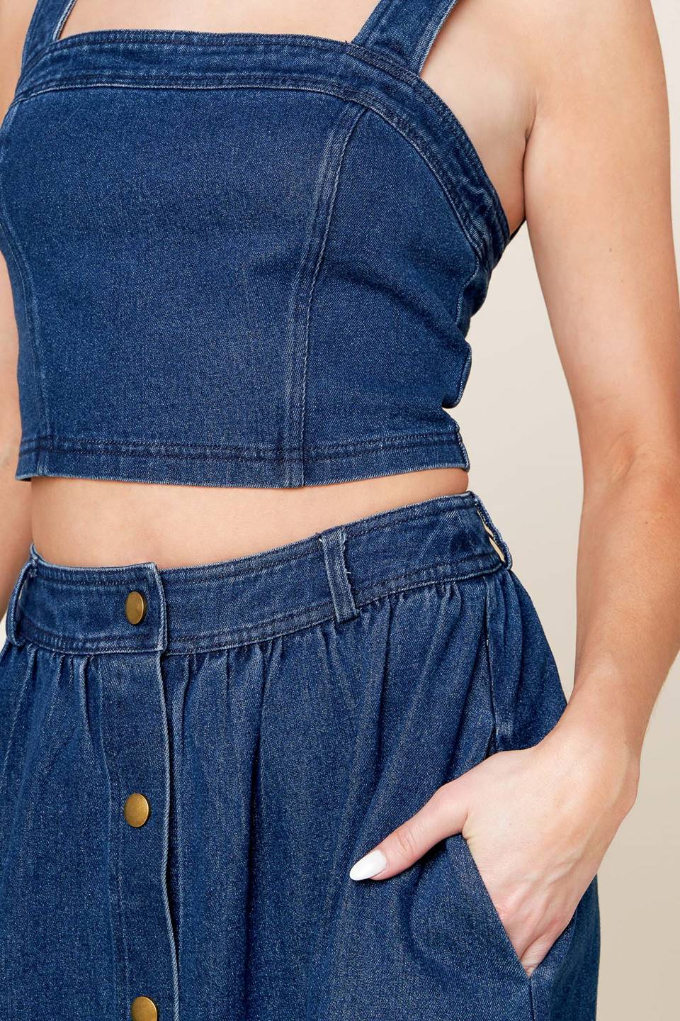 SIMPLY THE VIBE DENIM CROP TOP & SKIRT SET