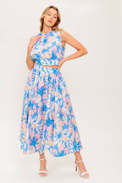 SUMMER HARMONY TIE TOP & SKIRT SET POWDER BLUE