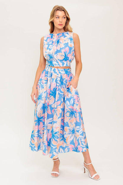 SUMMER HARMONY TIE TOP & SKIRT SET POWDER BLUE