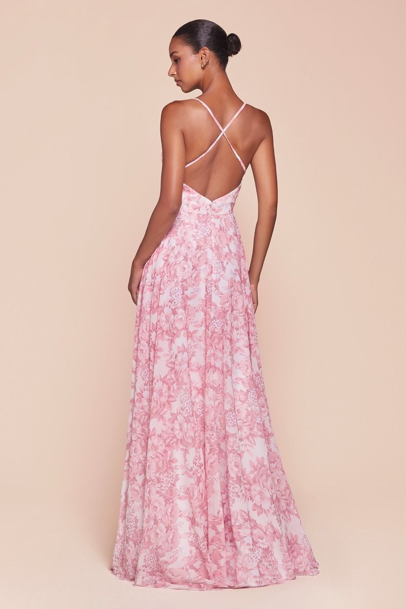 IRIS GOWN BLUE A- SOFT CHIFFON PRINT DRESS