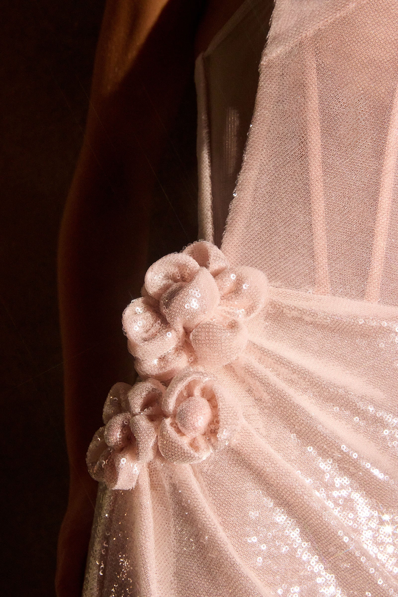 Vanya Gown Rosette Sequin Evening Dress & Choker