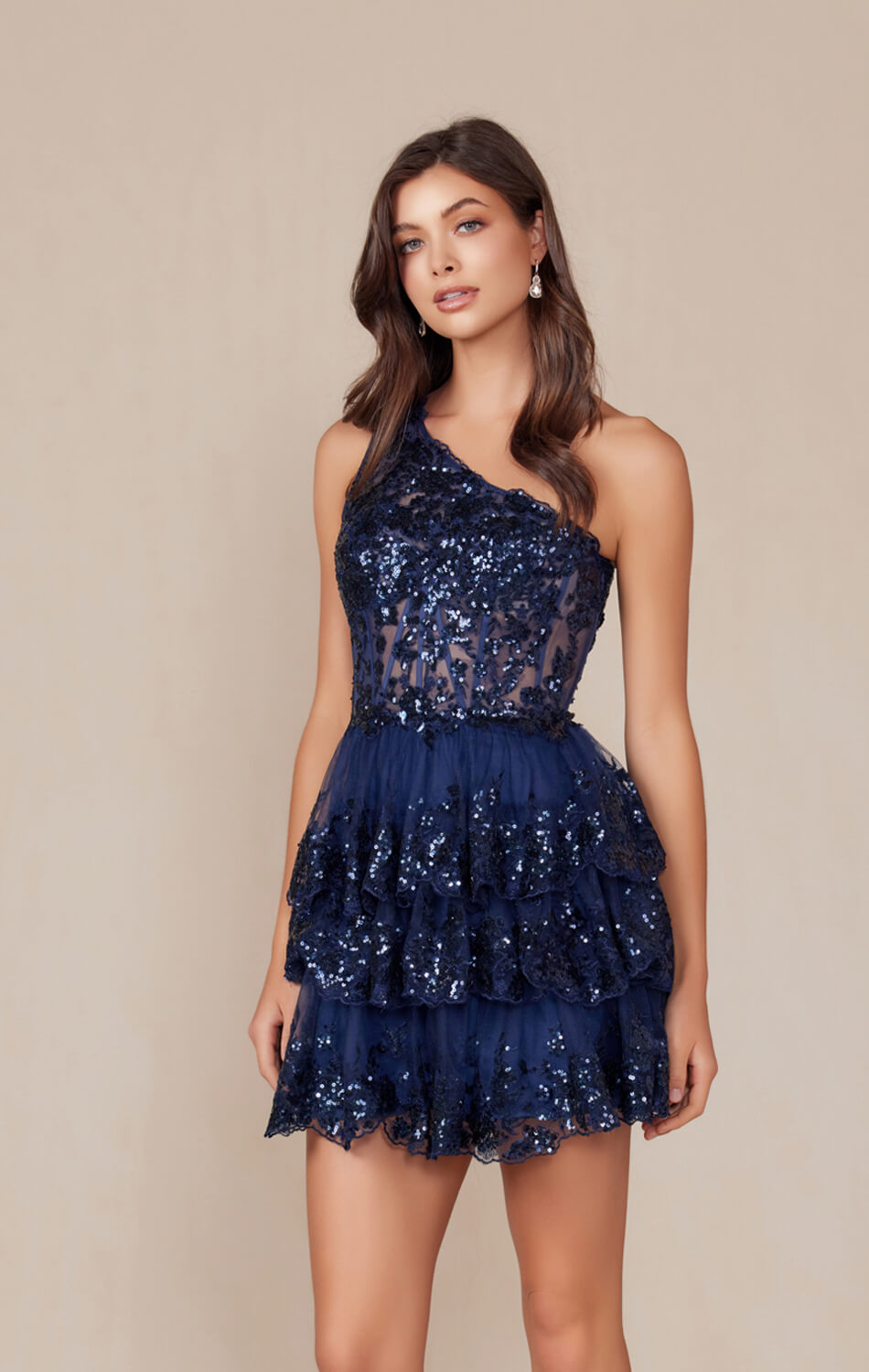 Christie Mini Dress One Shoulder Sequin Cocktail Dress