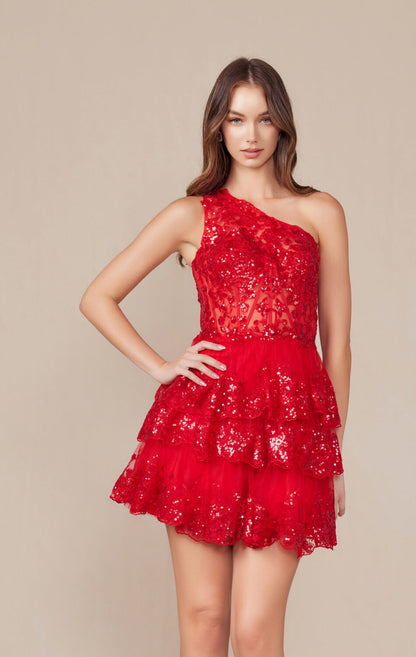 Christie Mini Dress One Shoulder Sequin Cocktail Dress