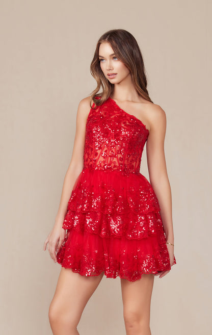 Christie Mini Dress One Shoulder Sequin Cocktail Dress