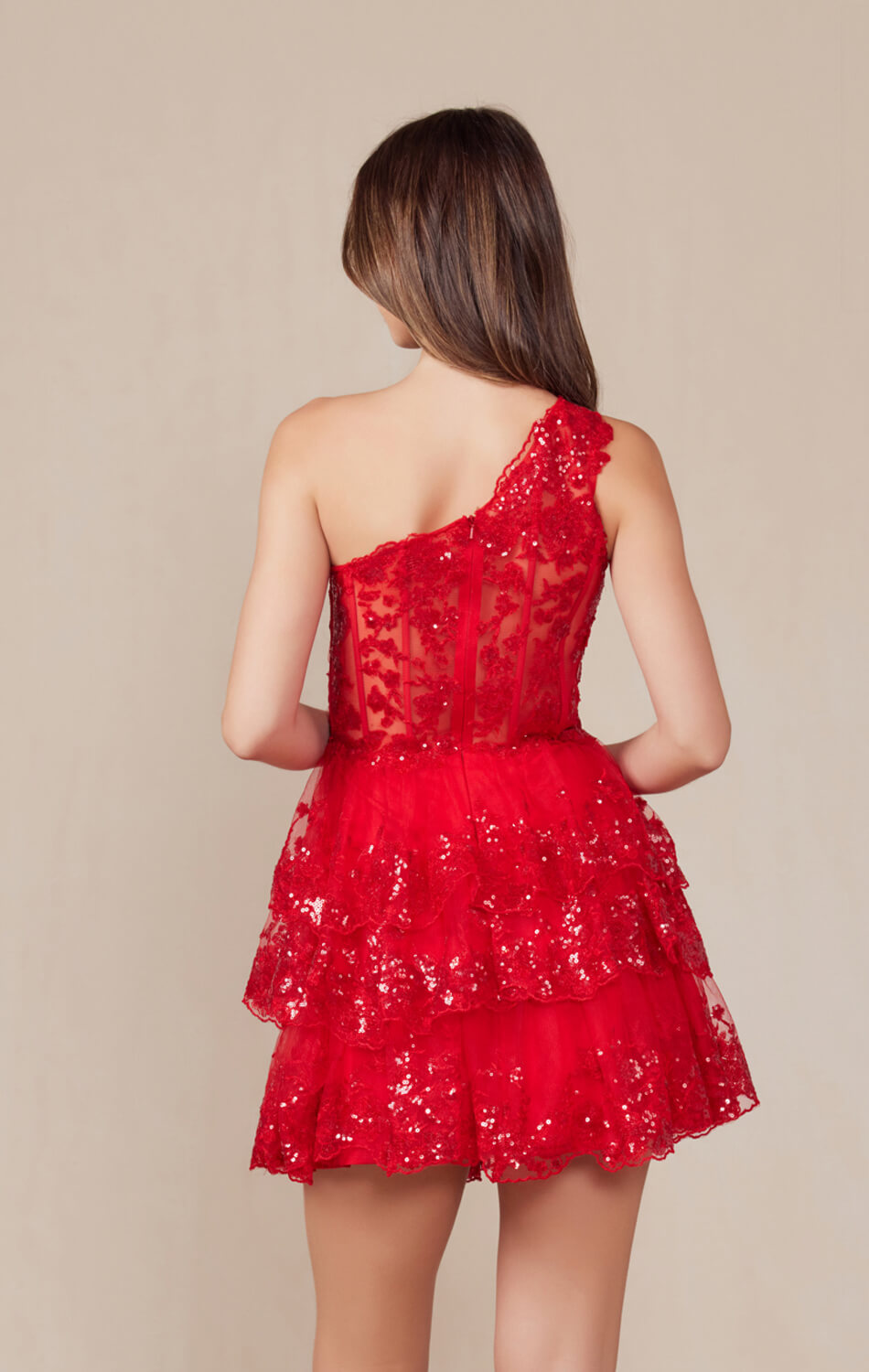 Christie Mini Dress One Shoulder Sequin Cocktail Dress