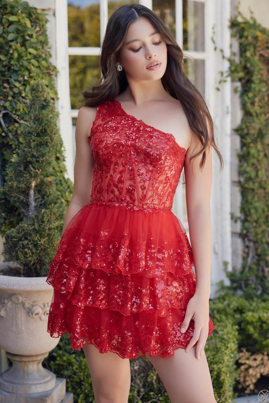 Christie Mini Dress One Shoulder Sequin Cocktail Dress
