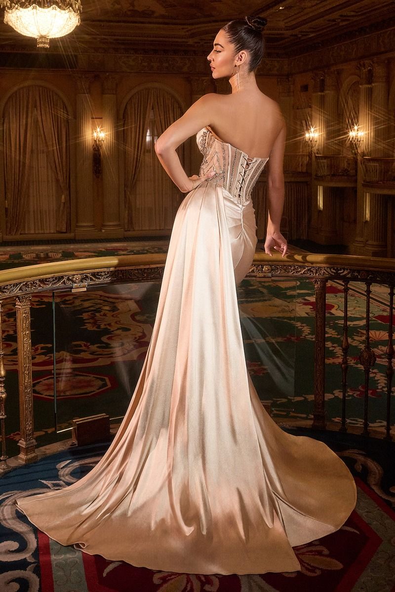 Laryn Gown Strapless Dress With Crystal Beaded Bodice