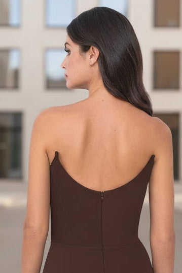 Daris Gown Chocolate Cat-Eye Scoop Neckline Dress