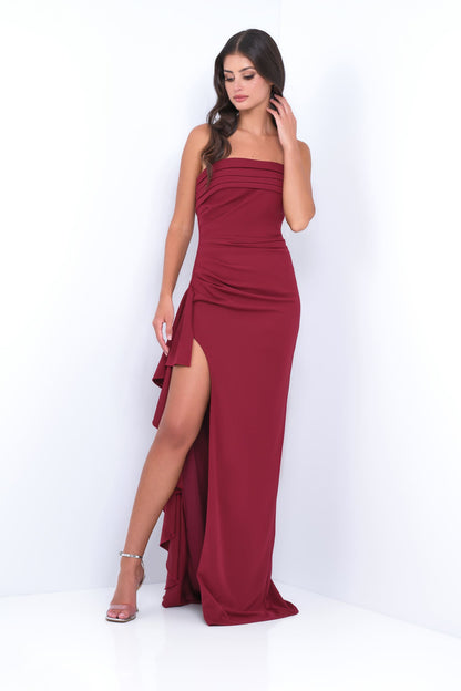 Marie Strapless Maxi Dress Burgundy