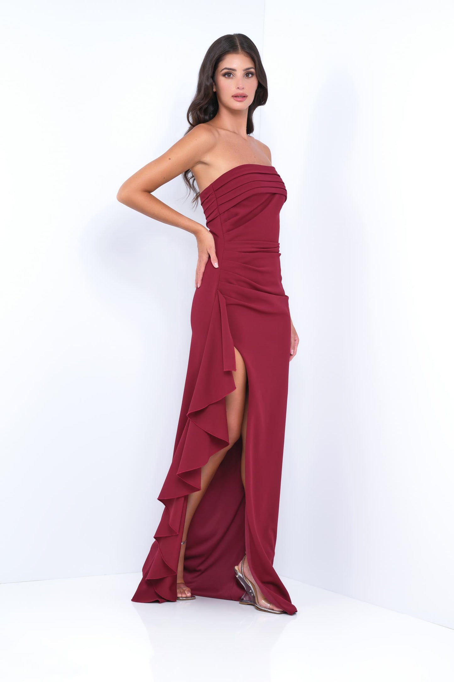 Marie Strapless Maxi Dress Burgundy