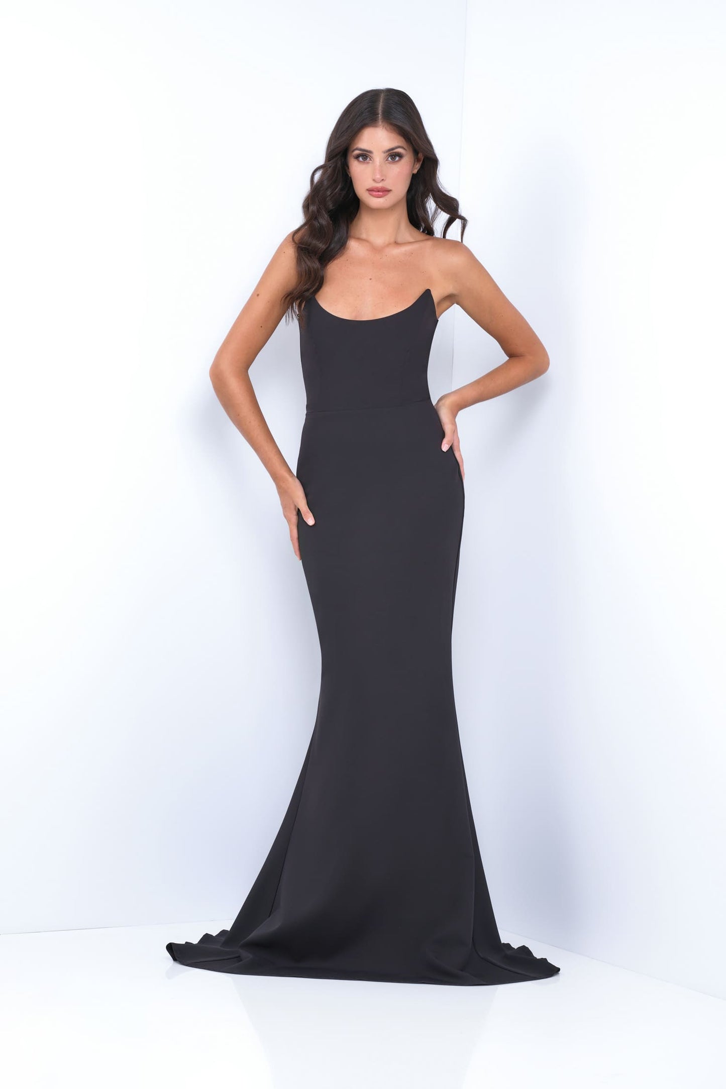 Daris Gown Black Cat-Eye Scoop Neckline Dress