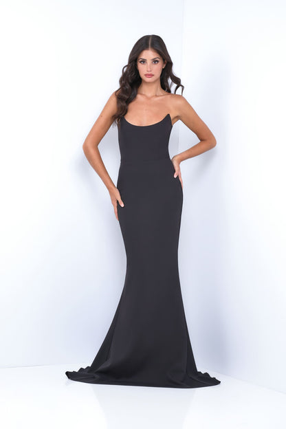 Daris Gown Black Cat-Eye Scoop Neckline Dress