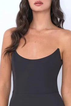 Daris Gown Black Cat-Eye Scoop Neckline Dress