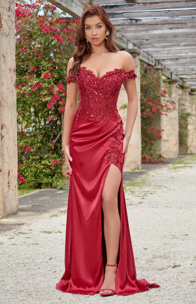 Rosaline Gown Floral Detail Off-The-Shoulder Dress