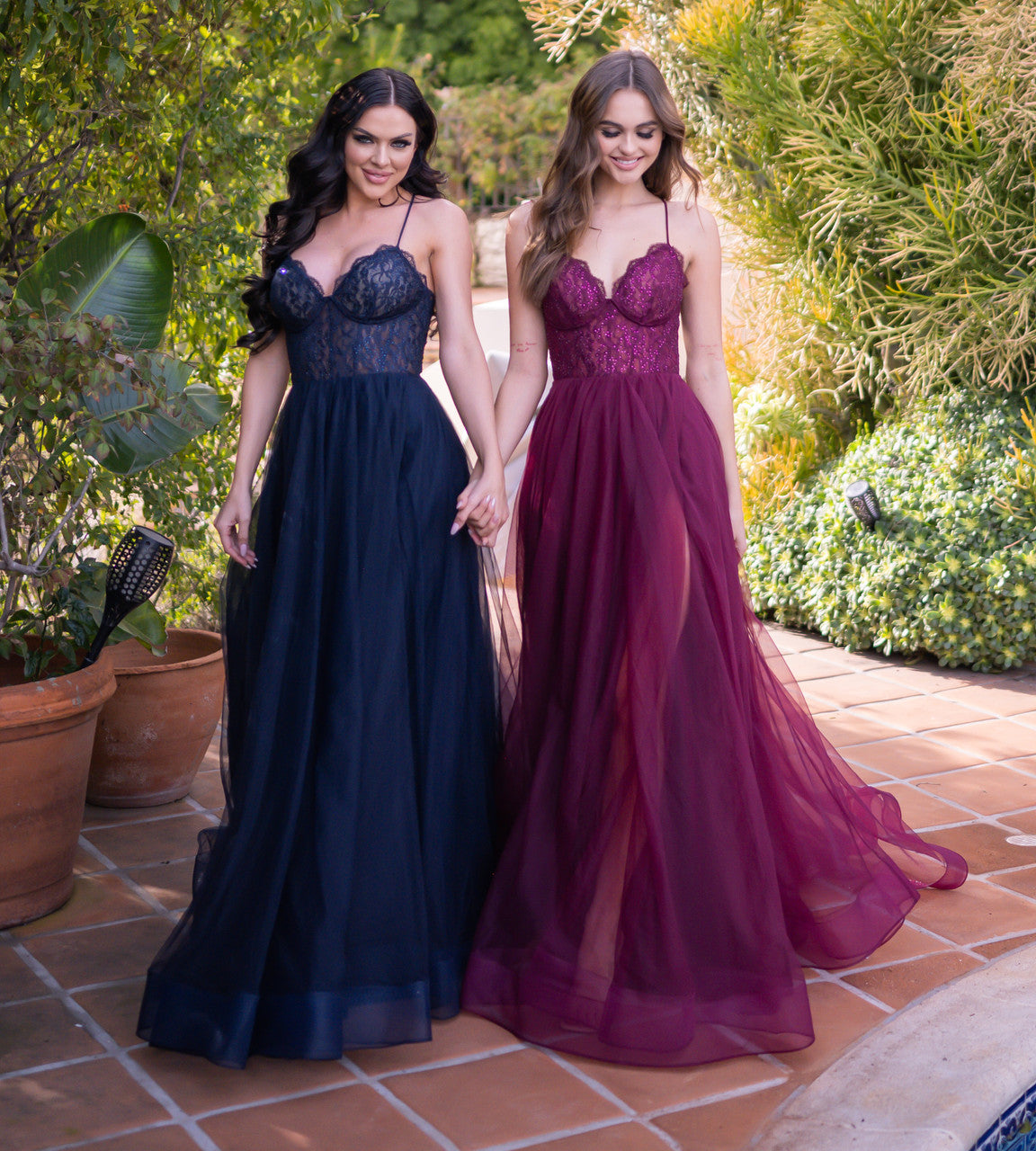 Dani Gown Navy Lace & Tulle A- Dress