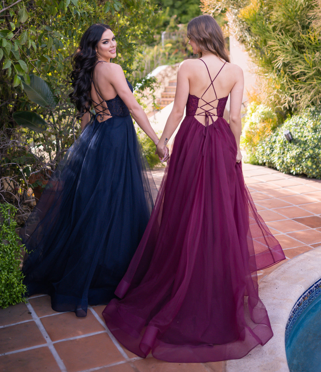 Dani Gown Mulberry Lace & Tulle A- Dress