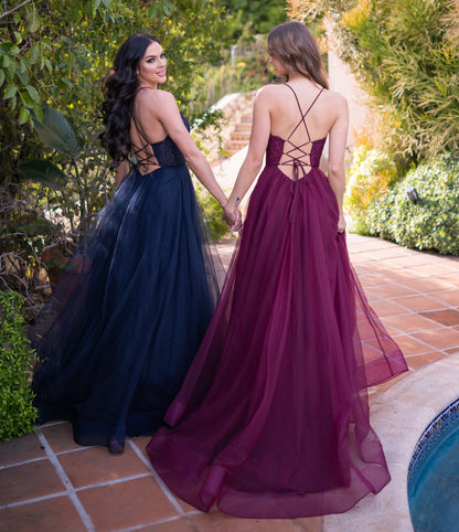 Dani Gown Mulberry Lace & Tulle A- Dress