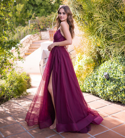Dani Gown Mulberry Lace & Tulle A- Dress