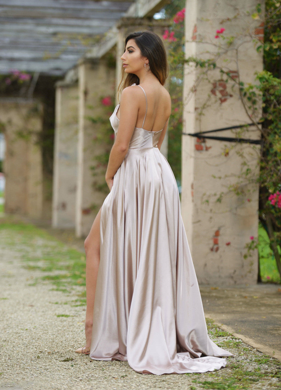 LOTTIE GOWN SATIN A- DRESS