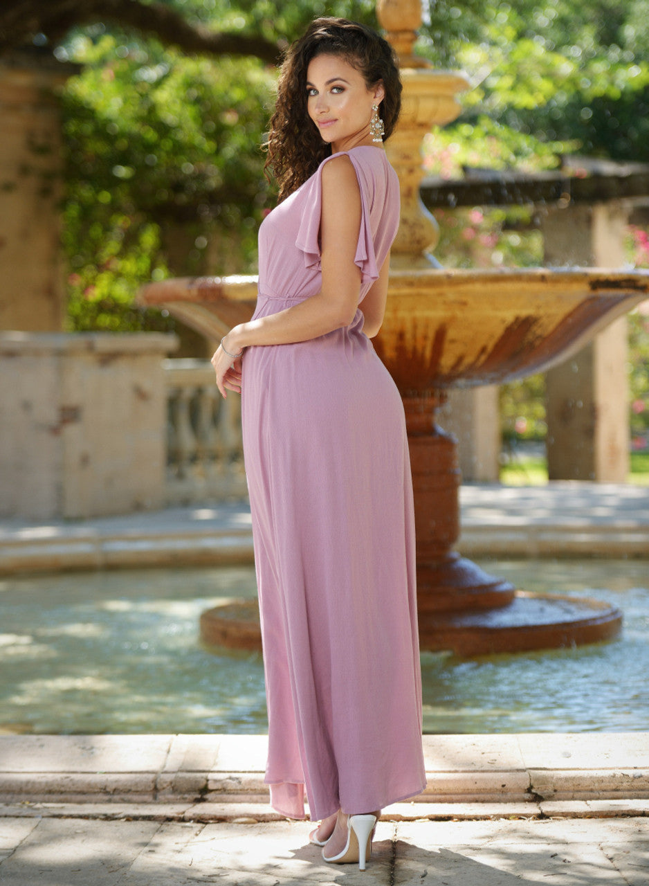 Size XS, Kari Wrap Maxi Dress Mauve FINAL