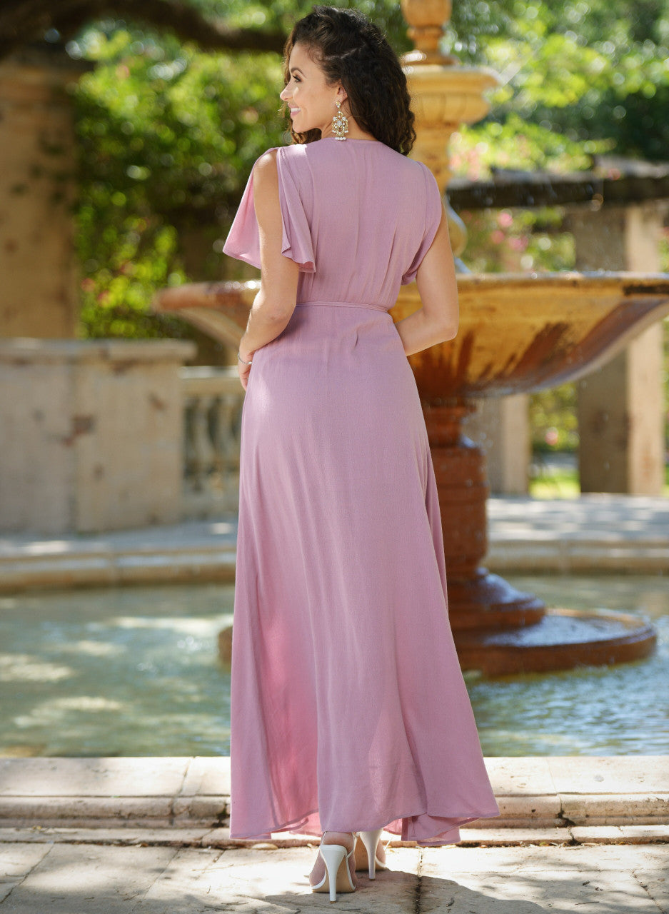 Size XS, Kari Wrap Maxi Dress Mauve FINAL