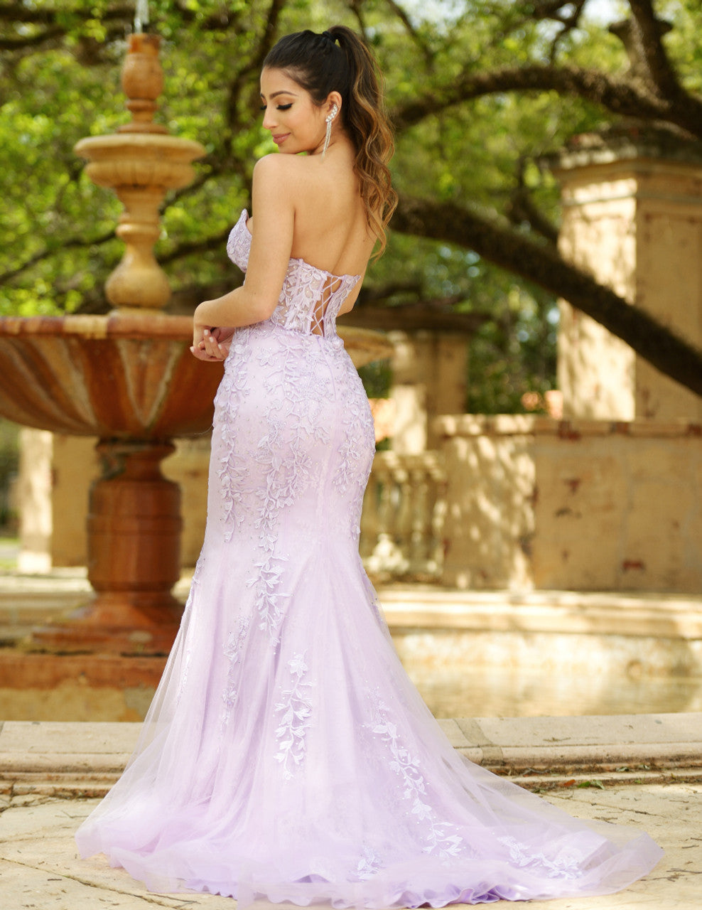 Reva Corset Gown Lilac Floral Lace Dress
