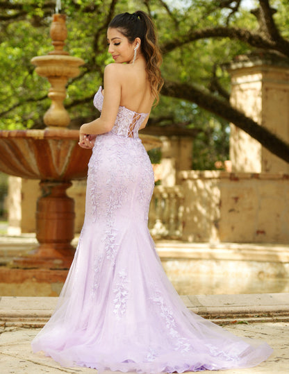 Reva Corset Gown Lilac Floral Lace Dress