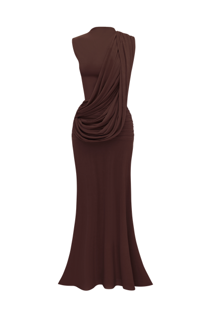 Mireya Maxi Dress Plum Brown