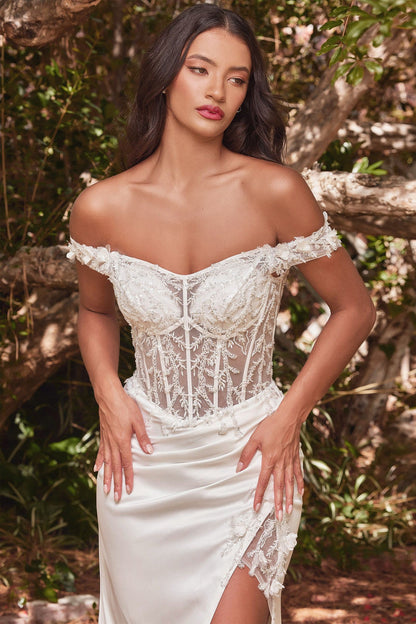 Rosaline Gown Off White Floral Off-The-Shoulder Dress