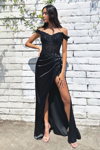 Rosaline Gown Floral Detail Off-The-Shoulder Dress