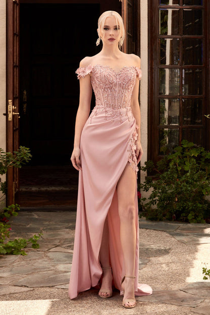 Rosaline Gown Floral Detail Off-The-Shoulder Dress