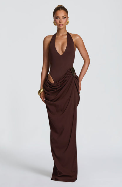 Adele Maxi Dress Plum Brown