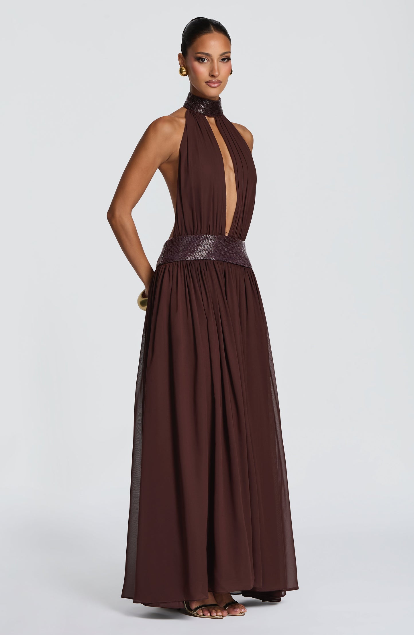 Rosalina Maxi Dress Plum Brown