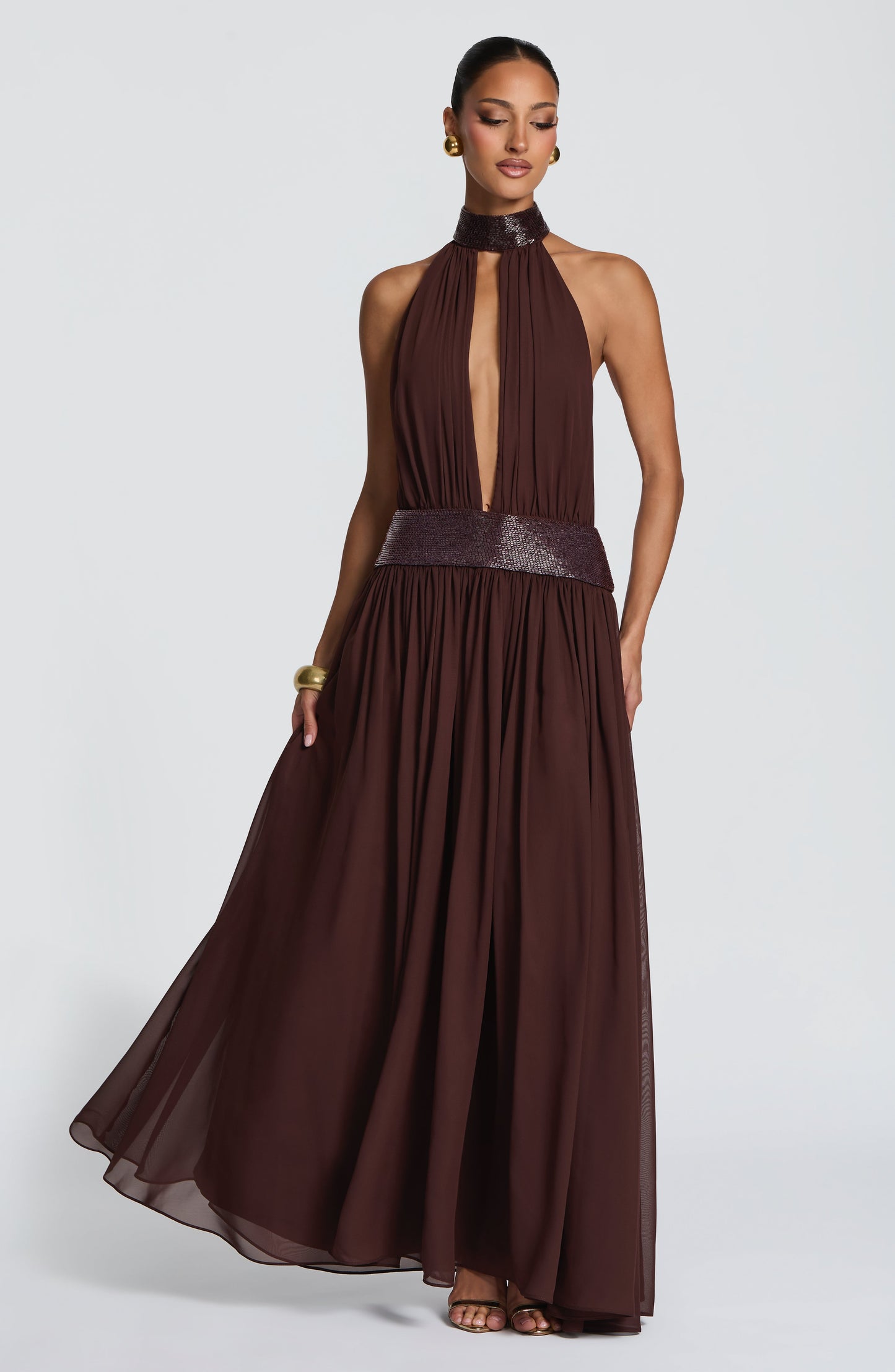 Rosalina Maxi Dress Plum Brown