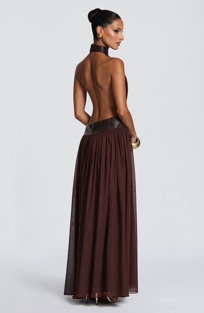 Rosalina Maxi Dress Plum Brown