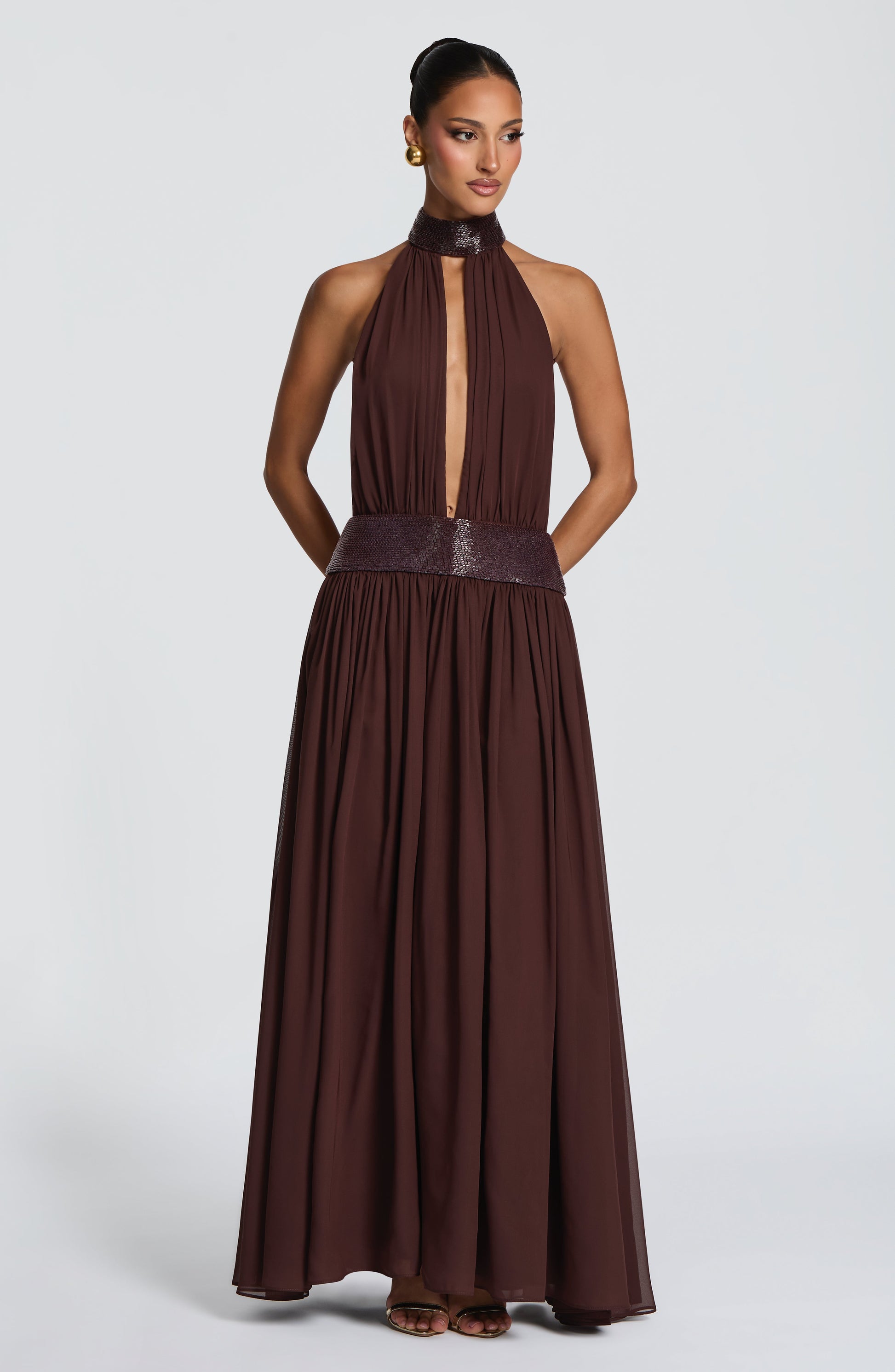 Rosalina Maxi Dress Plum Brown