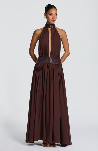Rosalina Maxi Dress Plum Brown