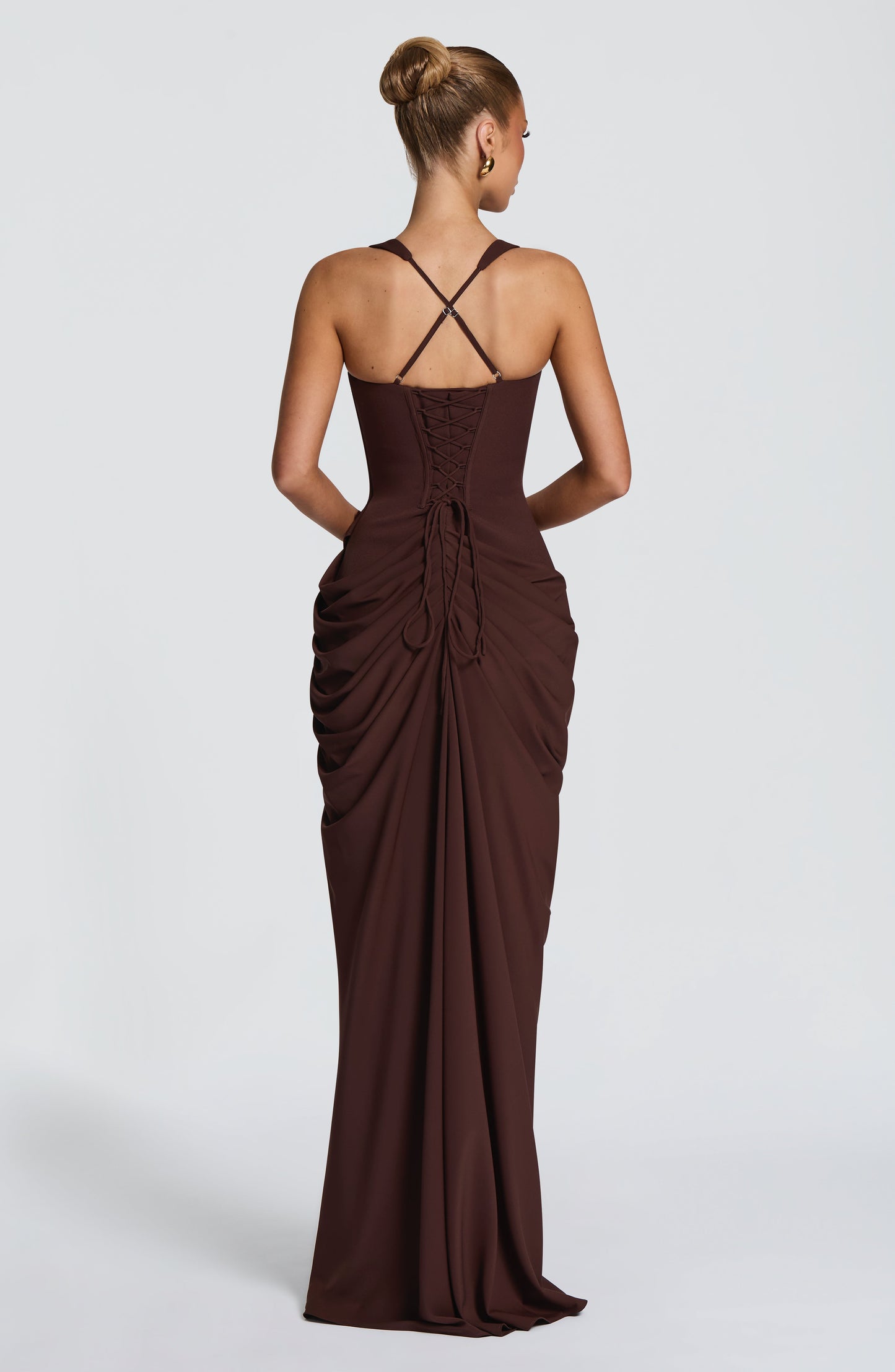 Elara Maxi Dress Plum Brown