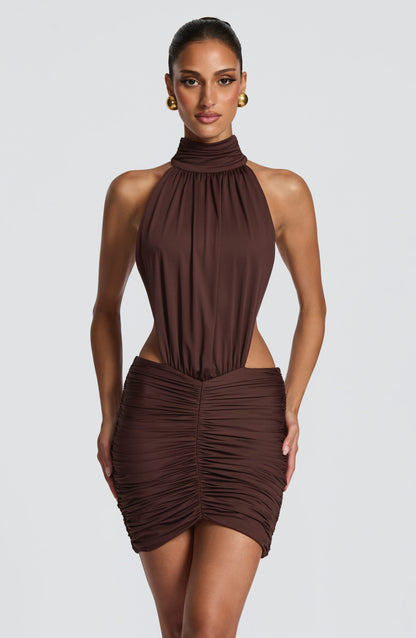 Thekla Mini Dress Plum Brown