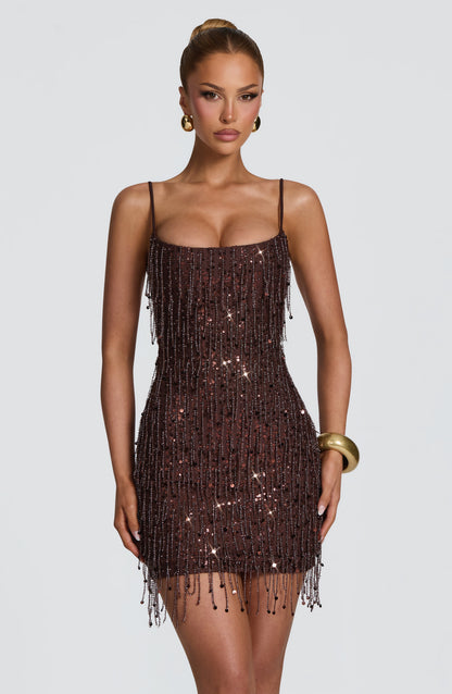 Blaise Mini Dress Plum Brown