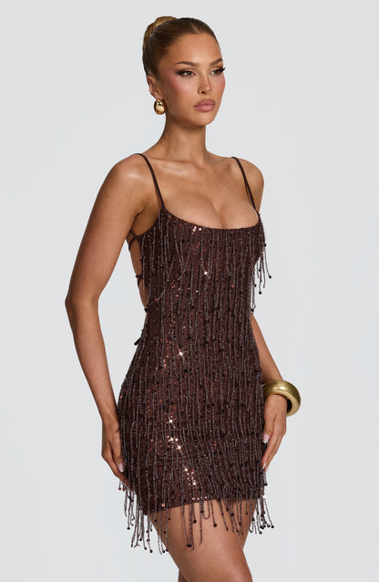 Blaise Mini Dress Plum Brown