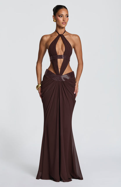Sophie Maxi Dress Plum Brown