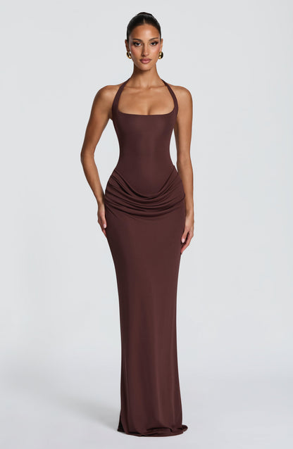 Sharona Maxi Dress Plum Brown