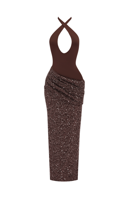 Solea Maxi Dress Plum Brown