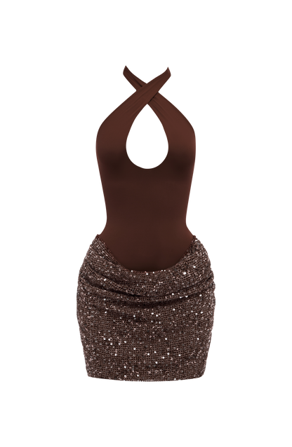 Solea Mini Dress Plum Brown