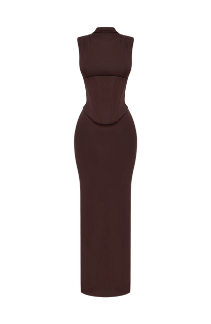 Soline Maxi Dress Plum Brown