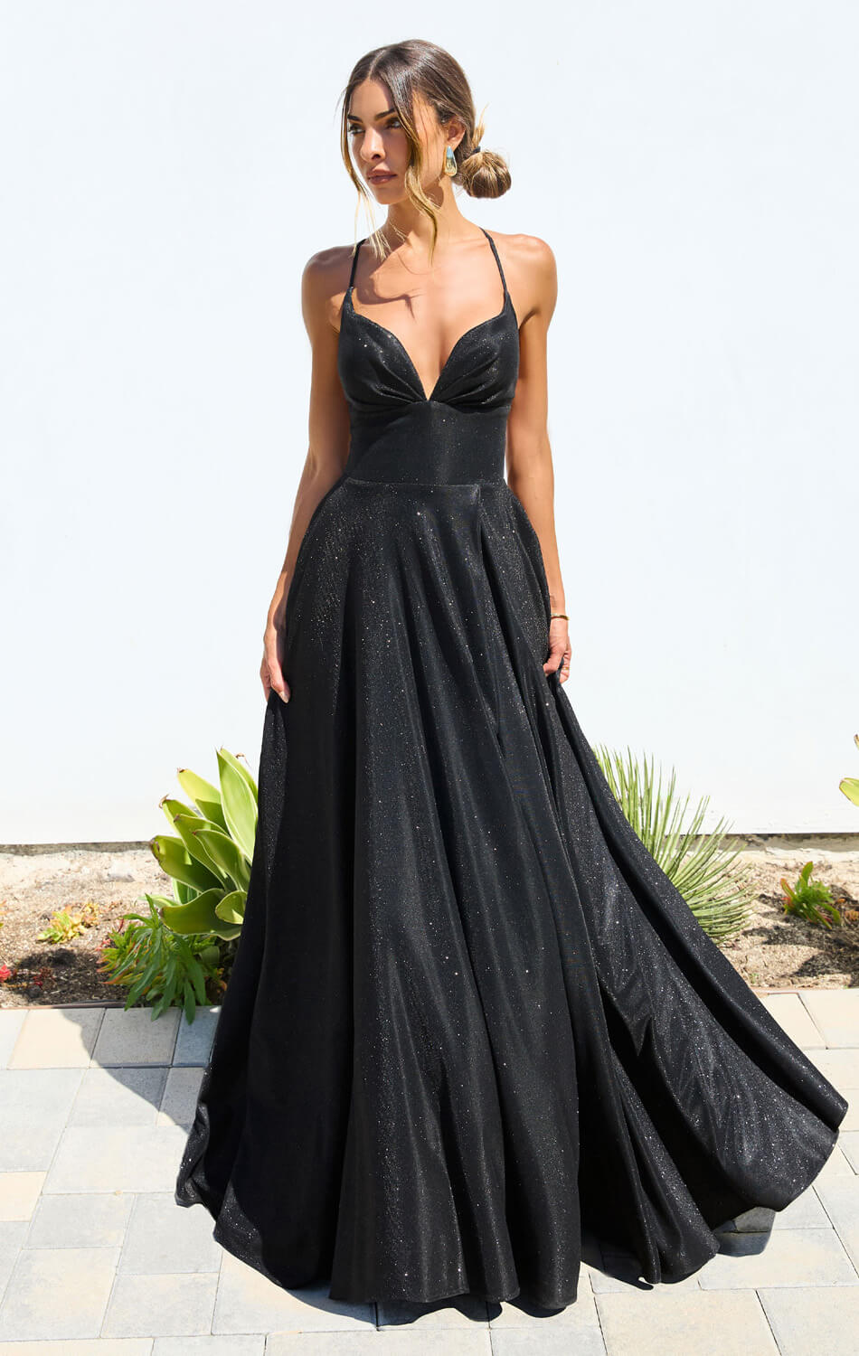 Gwendolyn Gown Shimmer Lace-Up Back A- Evening Dress
